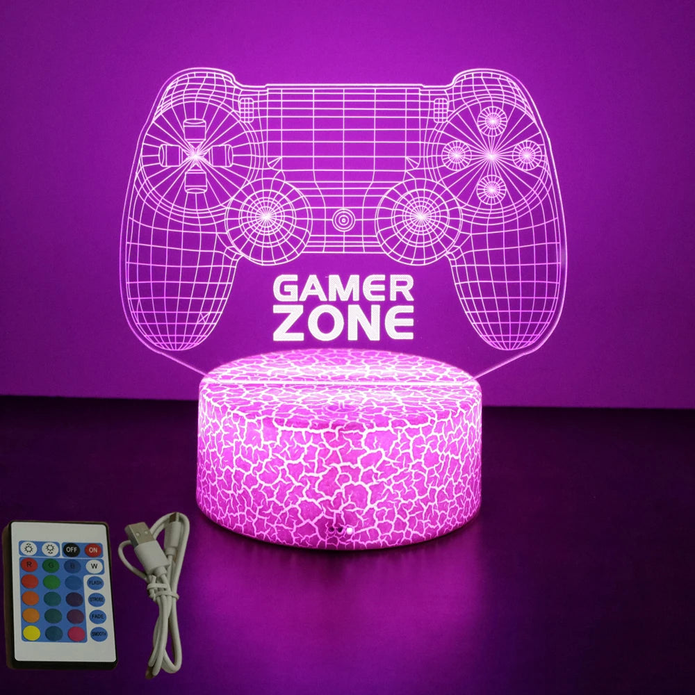 NextGlow Lâmpada Gamer 3D RGB – Iluminação LED para Setup Infantil ou Quarto Gaming