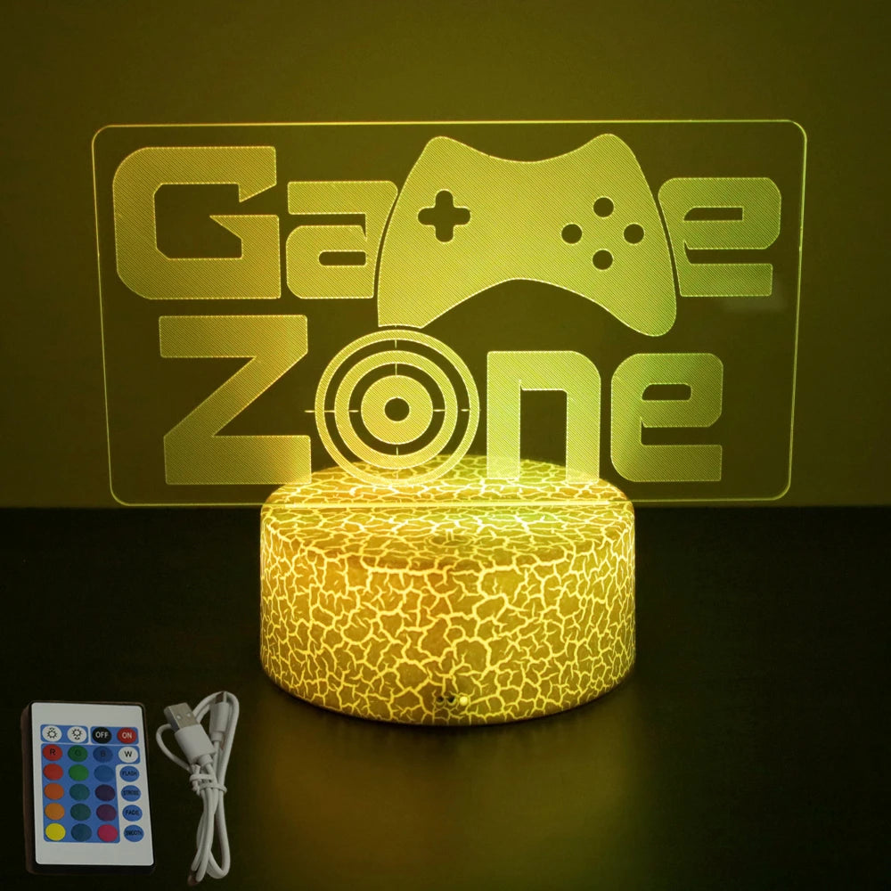 NextGlow Lâmpada Gamer 3D RGB – Iluminação LED para Setup Infantil ou Quarto Gaming