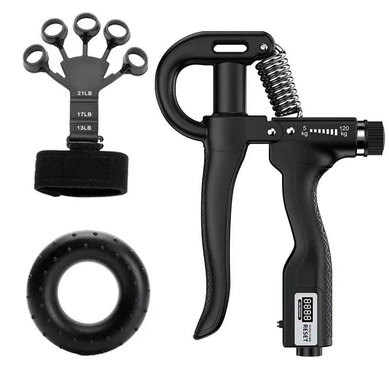 Kit PowerGrip Flex 5-120kg – Fortalecedor Ajustável com Expansor de Dedos