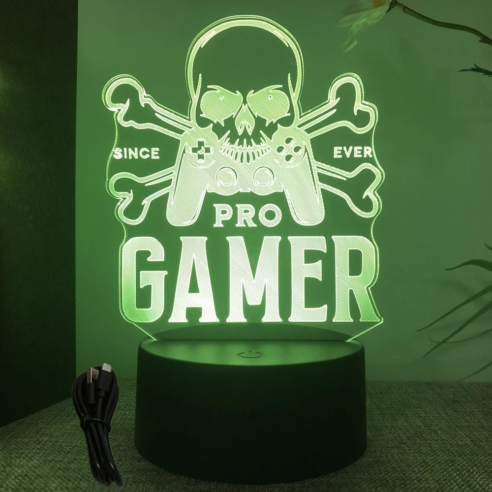 NextGlow Lâmpada Gamer 3D RGB – Iluminação LED para Setup Infantil ou Quarto Gaming