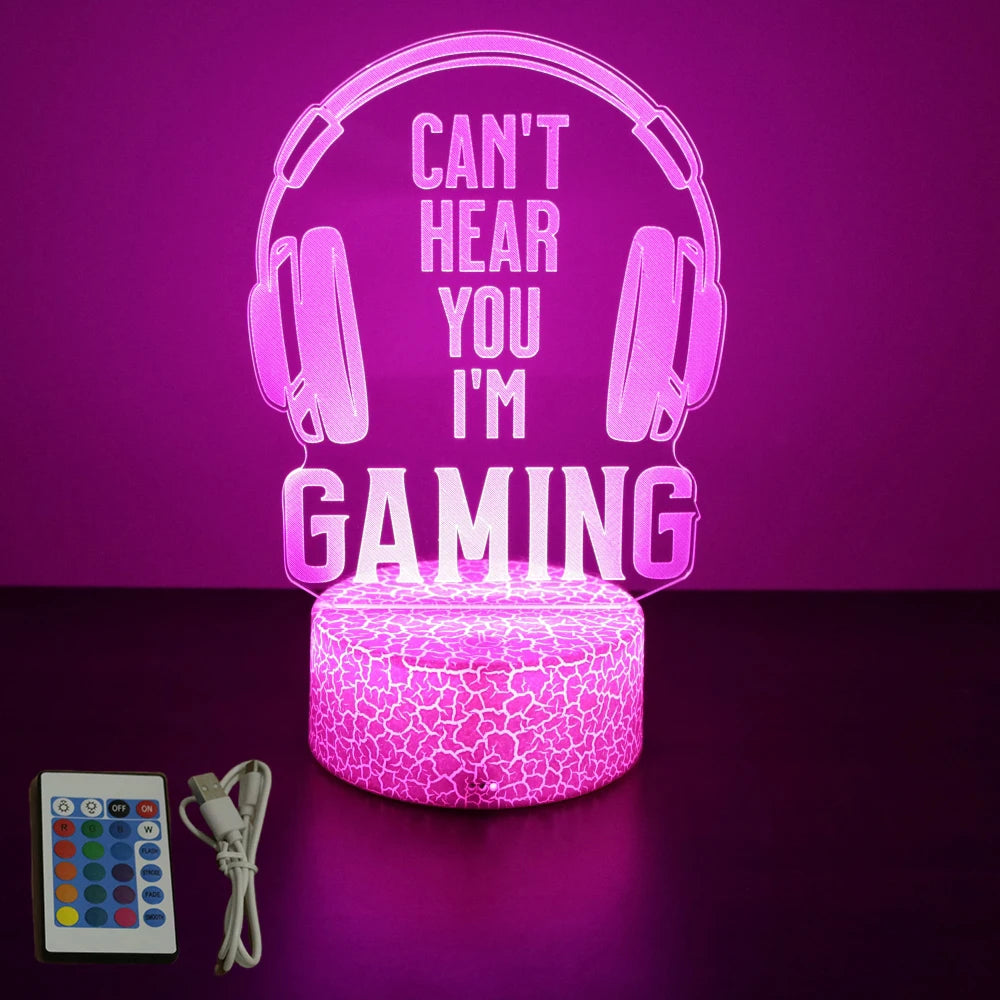 NextGlow Lâmpada Gamer 3D RGB – Iluminação LED para Setup Infantil ou Quarto Gaming
