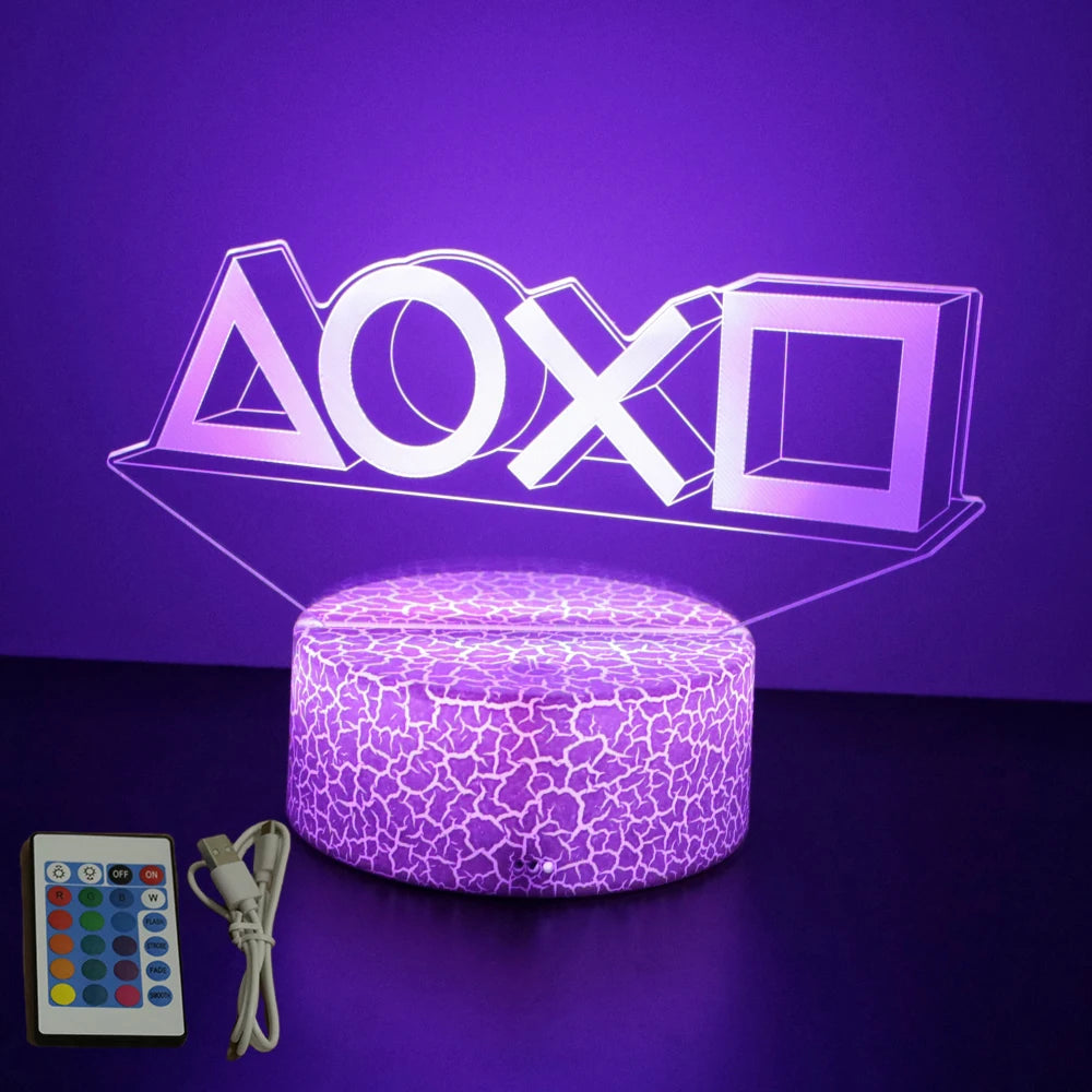 NextGlow Lâmpada Gamer 3D RGB – Iluminação LED para Setup Infantil ou Quarto Gaming