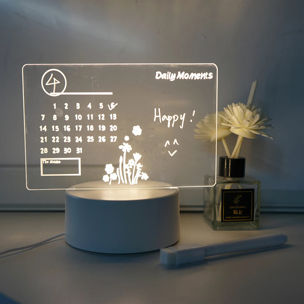 Quadro LightNote LED – Mensagens Reescrevíveis com Luz Suave USB