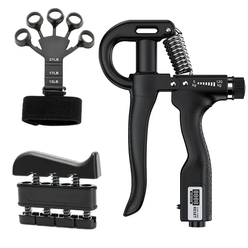 Kit PowerGrip Flex 5-120kg – Fortalecedor Ajustável com Expansor de Dedos