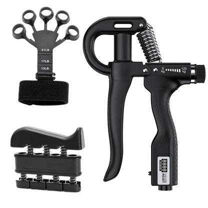 Kit PowerGrip Flex 5-120kg – Fortalecedor Ajustável com Expansor de Dedos