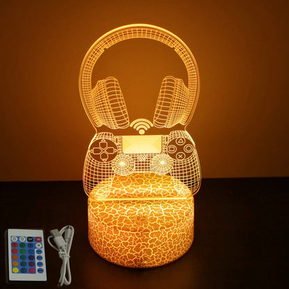 NextGlow Lâmpada Gamer 3D RGB – Iluminação LED para Setup Infantil ou Quarto Gaming
