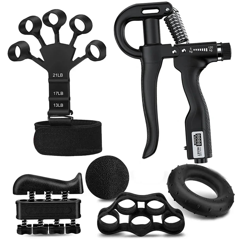 Kit PowerGrip Flex 5-120kg – Fortalecedor Ajustável com Expansor de Dedos