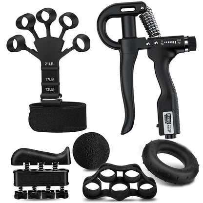 Kit PowerGrip Flex 5-120kg – Fortalecedor Ajustável com Expansor de Dedos