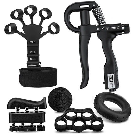 Kit PowerGrip Flex 5-120kg – Fortalecedor Ajustável com Expansor de Dedos