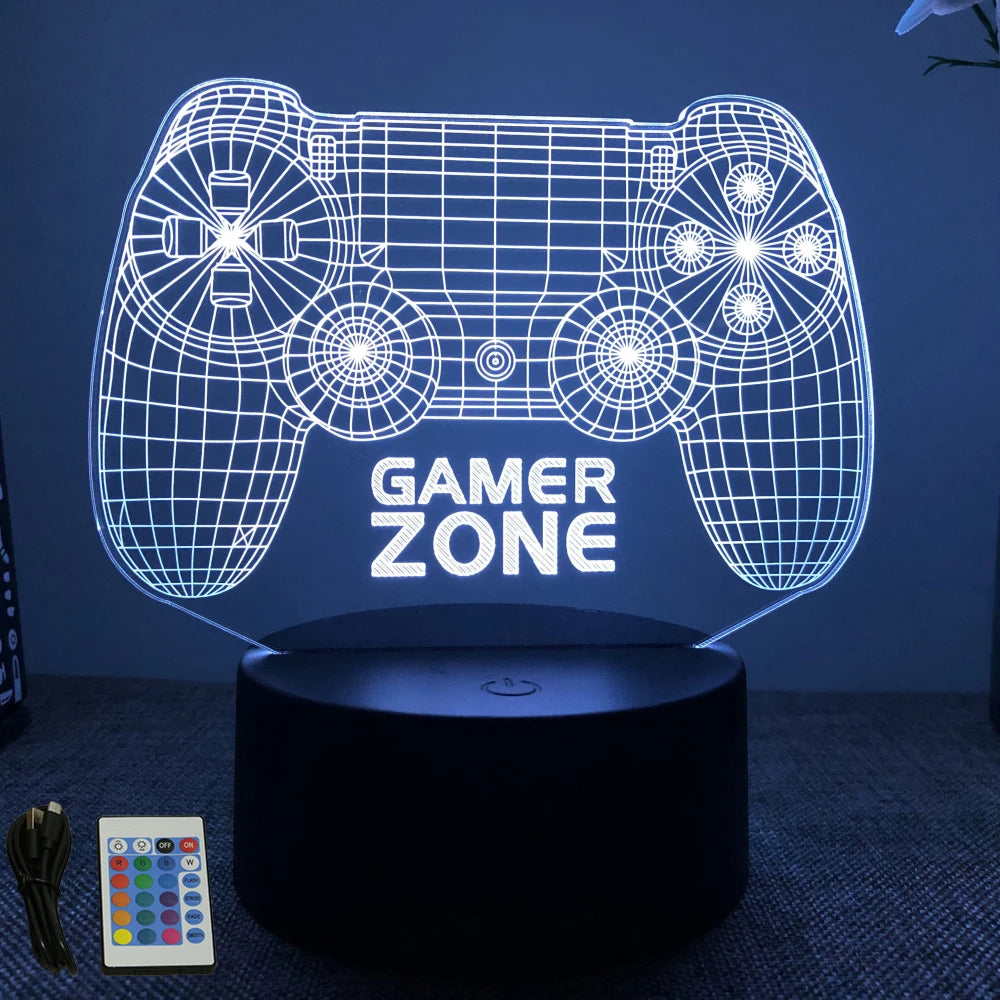 NextGlow Lâmpada Gamer 3D RGB – Iluminação LED para Setup Infantil ou Quarto Gaming