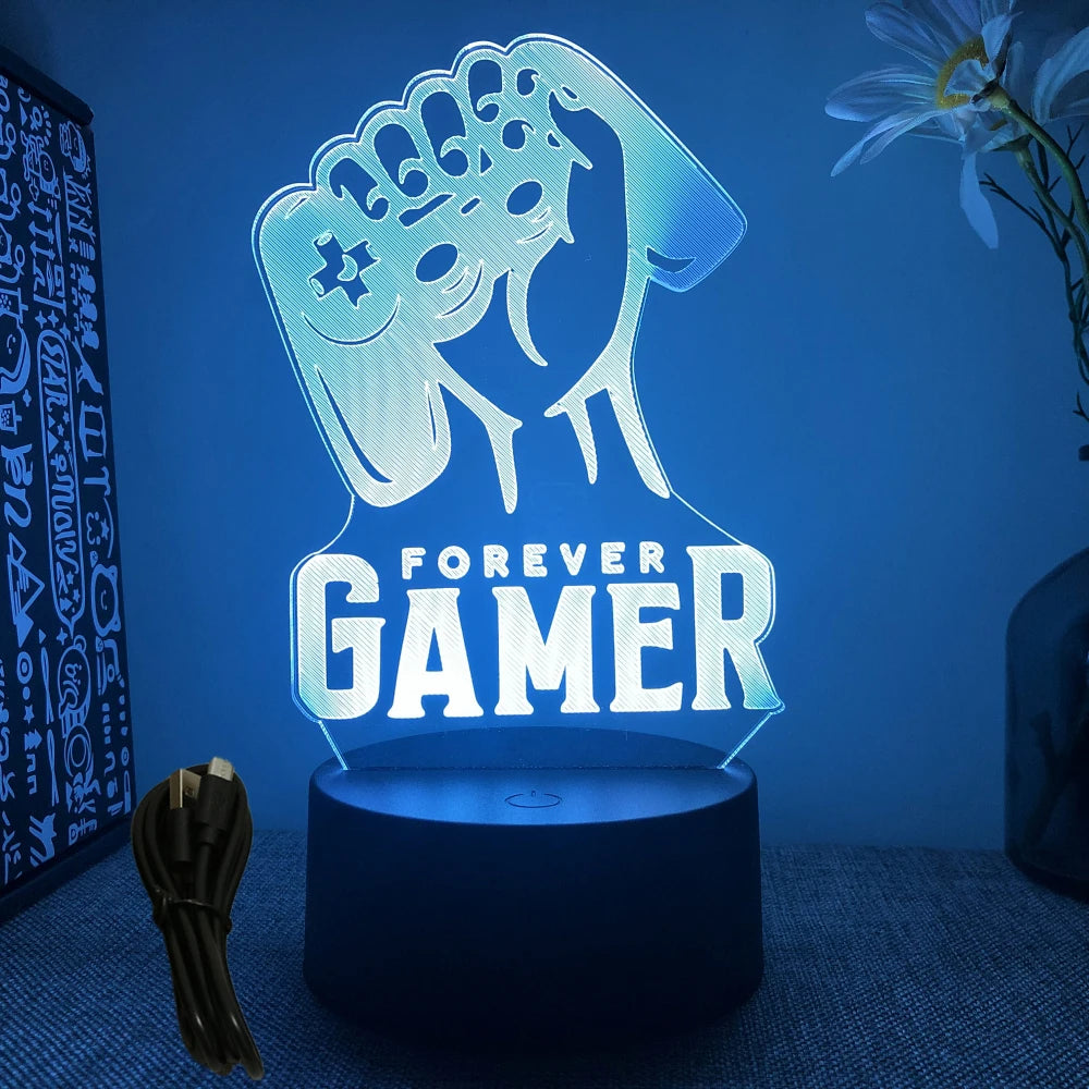 NextGlow Lâmpada Gamer 3D RGB – Iluminação LED para Setup Infantil ou Quarto Gaming