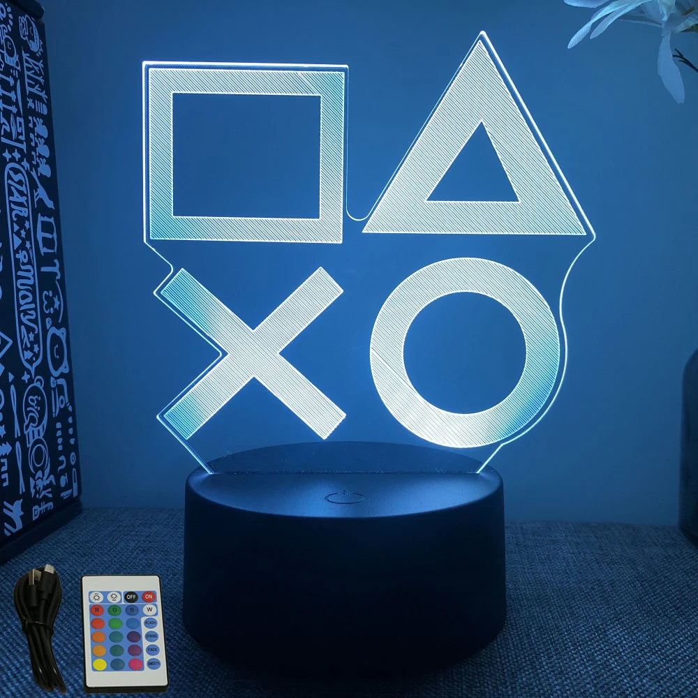 NextGlow Lâmpada Gamer 3D RGB – Iluminação LED para Setup Infantil ou Quarto Gaming