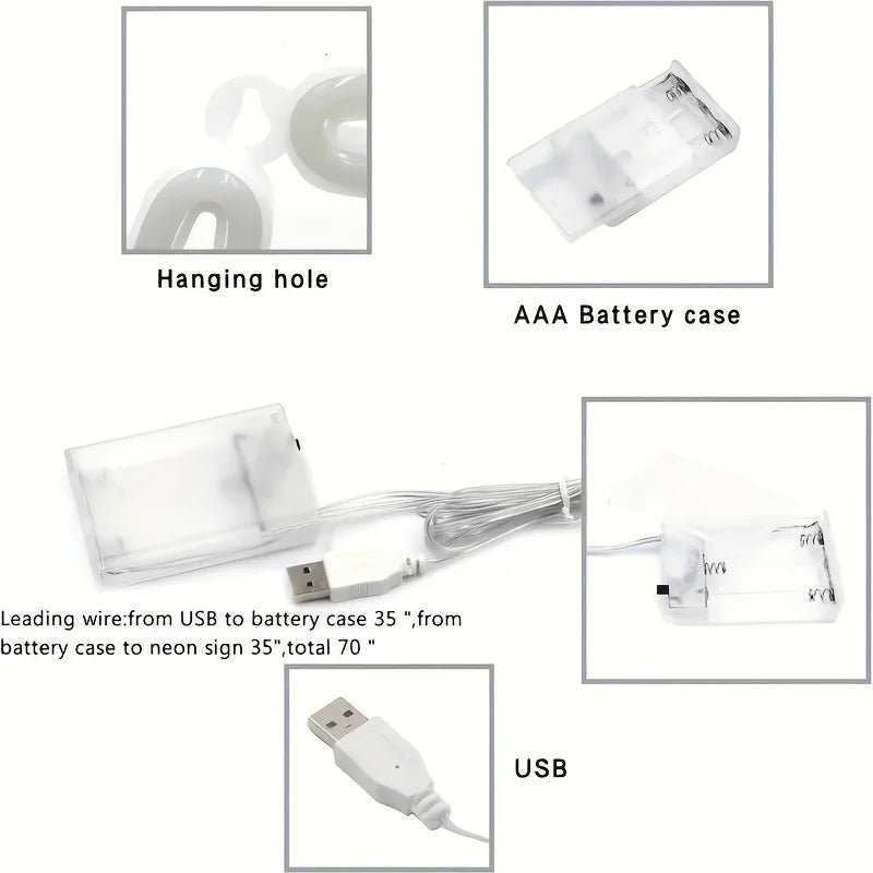 NeonSoba Placa Decorativa LED USB/Bateria – Luz Ambiente para Eventos, Quarto ou Sala de Jogos