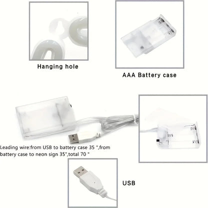 NeonSoba Placa Decorativa LED USB/Bateria – Luz Ambiente para Eventos, Quarto ou Sala de Jogos