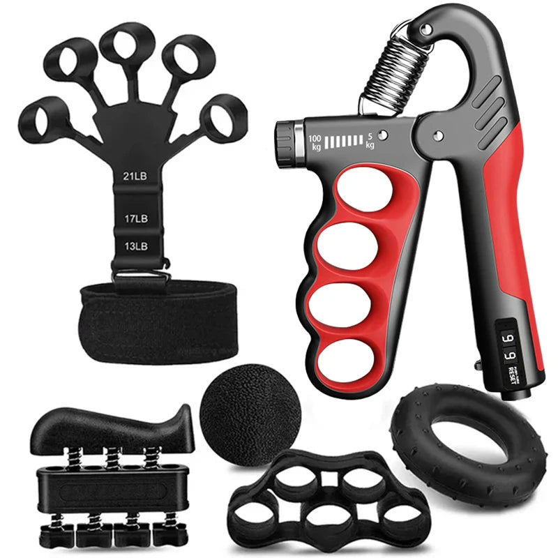 Kit PowerGrip Flex 5-120kg – Fortalecedor Ajustável com Expansor de Dedos