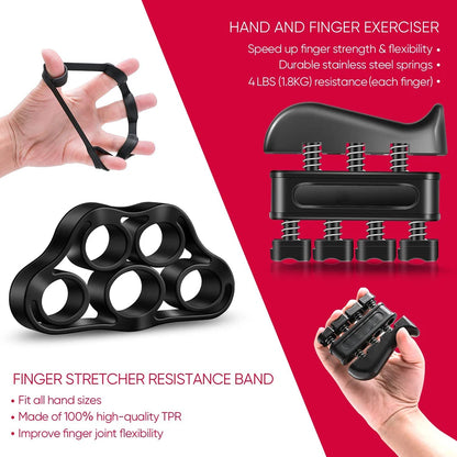 Kit PowerGrip Flex 5-120kg – Fortalecedor Ajustável com Expansor de Dedos