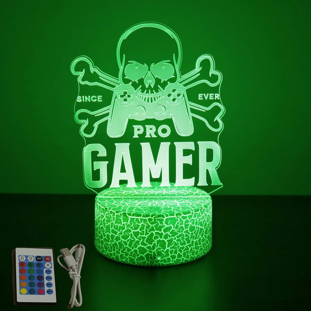 NextGlow Lâmpada Gamer 3D RGB – Iluminação LED para Setup Infantil ou Quarto Gaming