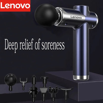 Lenovo PulseRecover Pistola de Massagem Muscular 8 Pontas – Ecrã LED e Alívio Profundo Pós-Treino