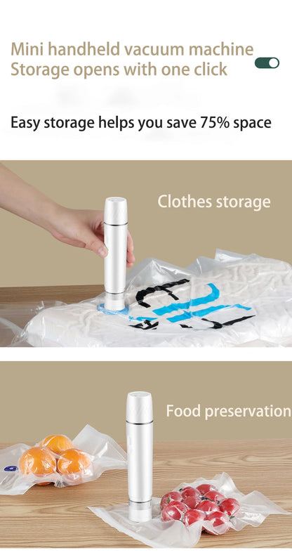 Seladora FreshSeal Mini – Portátil USB para Alimentos a Vácuo