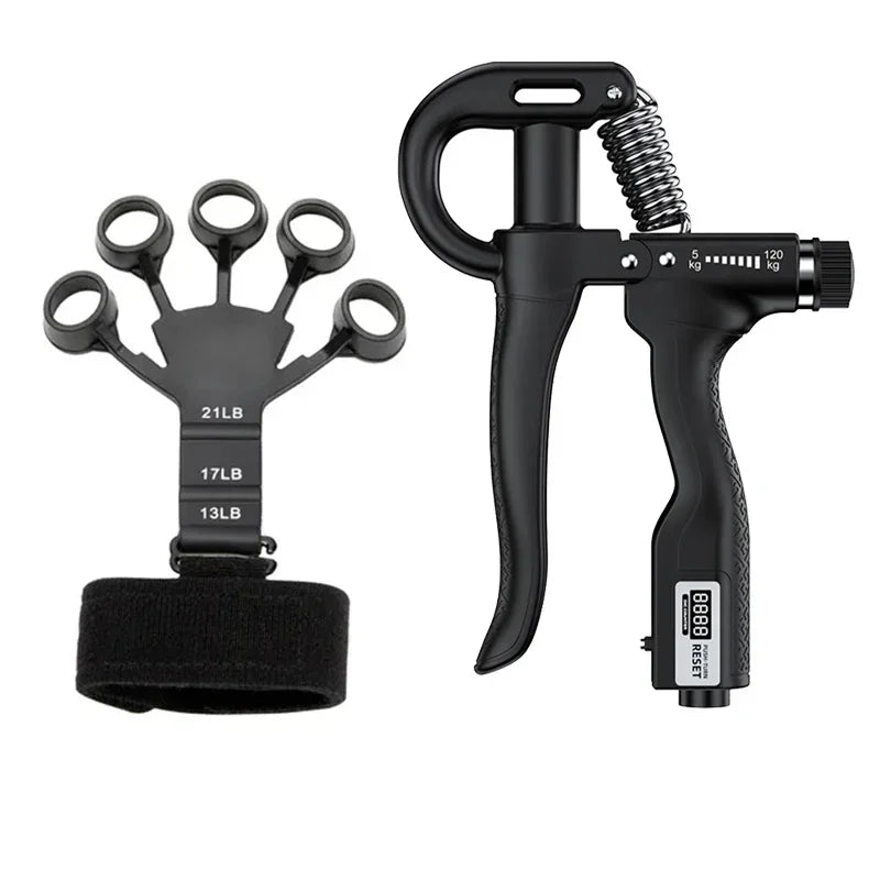 Kit PowerGrip Flex 5-120kg – Fortalecedor Ajustável com Expansor de Dedos