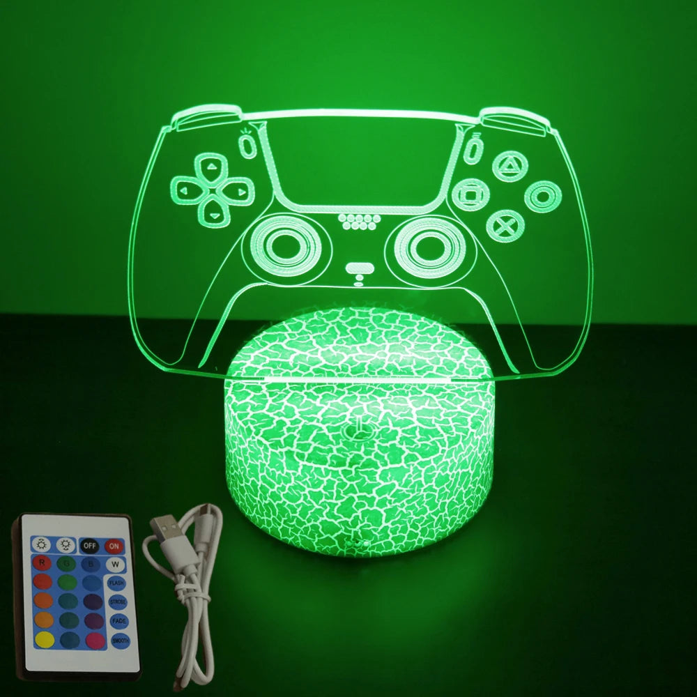 NextGlow Lâmpada Gamer 3D RGB – Iluminação LED para Setup Infantil ou Quarto Gaming