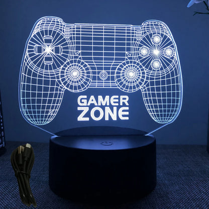 NextGlow Lâmpada Gamer 3D RGB – Iluminação LED para Setup Infantil ou Quarto Gaming