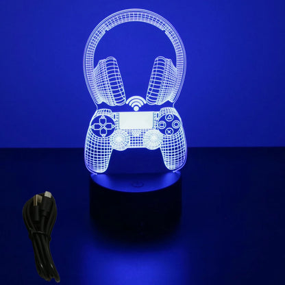 NextGlow Lâmpada Gamer 3D RGB – Iluminação LED para Setup Infantil ou Quarto Gaming