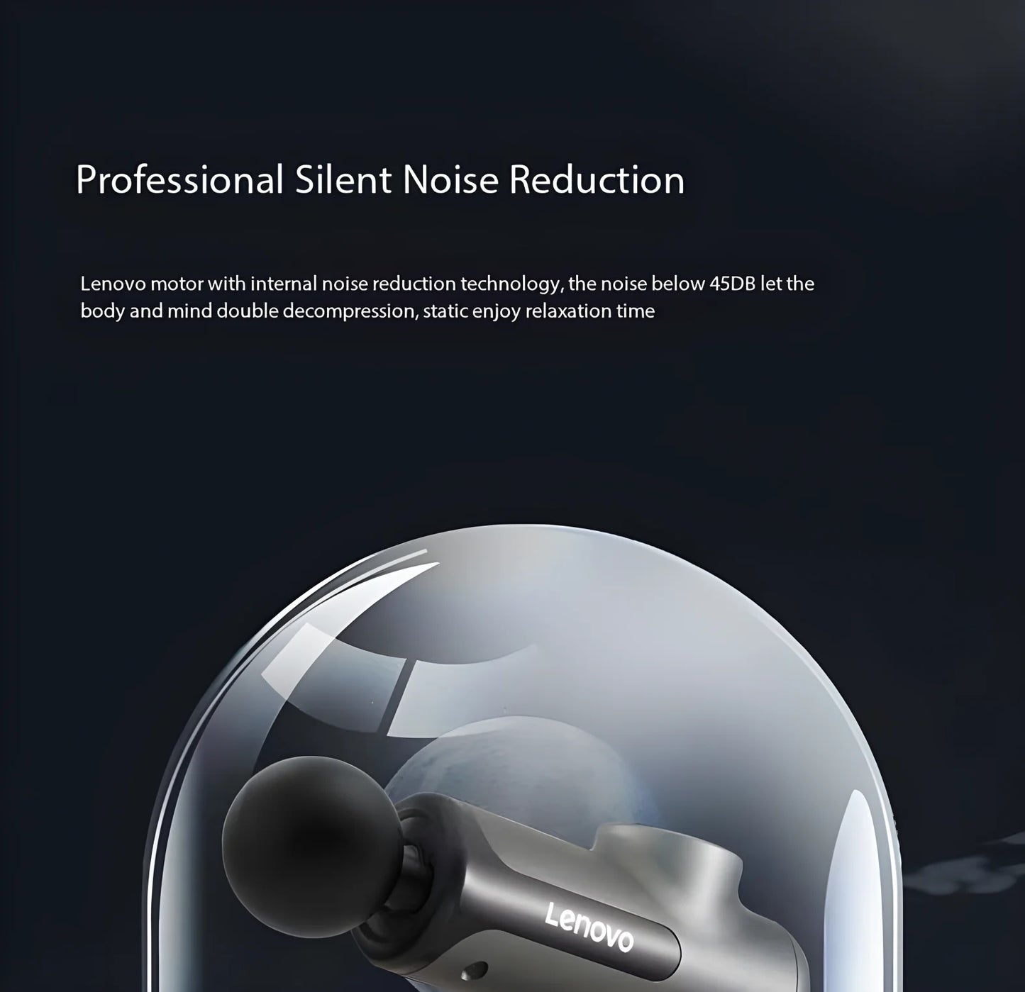 Lenovo PulseRecover Pistola de Massagem Muscular 8 Pontas – Ecrã LED e Alívio Profundo Pós-Treino