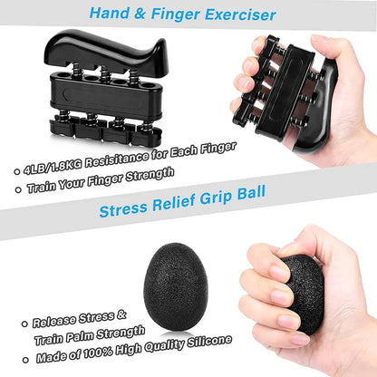 Kit PowerGrip Flex 5-120kg – Fortalecedor Ajustável com Expansor de Dedos