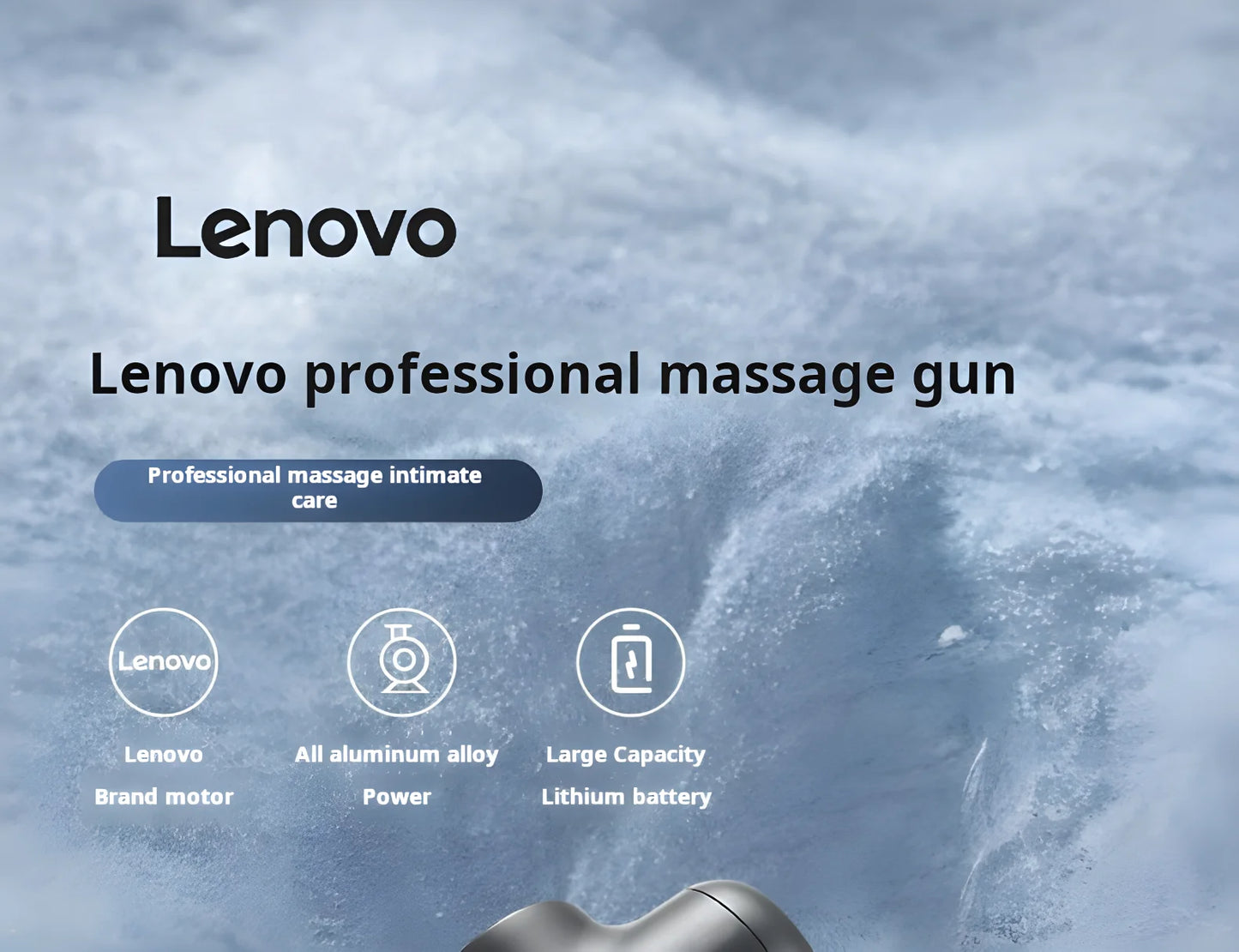 Lenovo PulseRecover Pistola de Massagem Muscular 8 Pontas – Ecrã LED e Alívio Profundo Pós-Treino