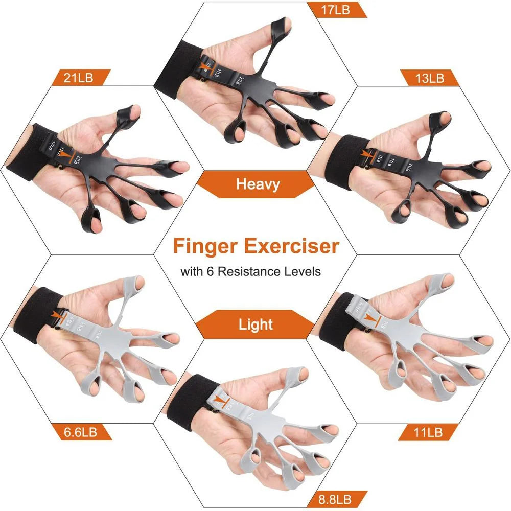 Kit PowerGrip Flex 5-120kg – Fortalecedor Ajustável com Expansor de Dedos