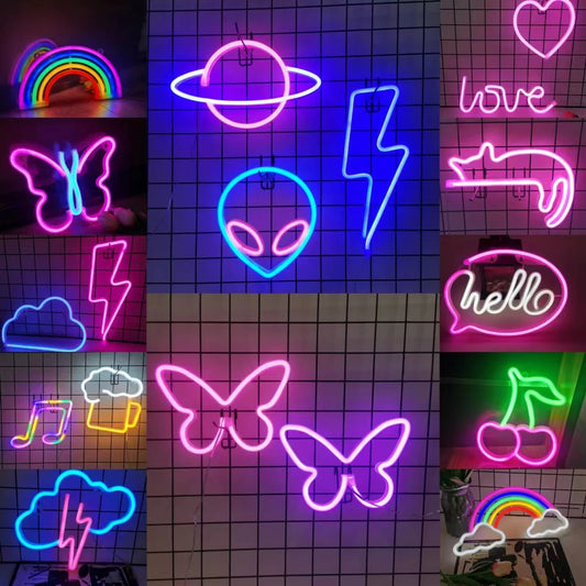 NeonSoba Placa Decorativa LED USB/Bateria – Luz Ambiente para Eventos, Quarto ou Sala de Jogos