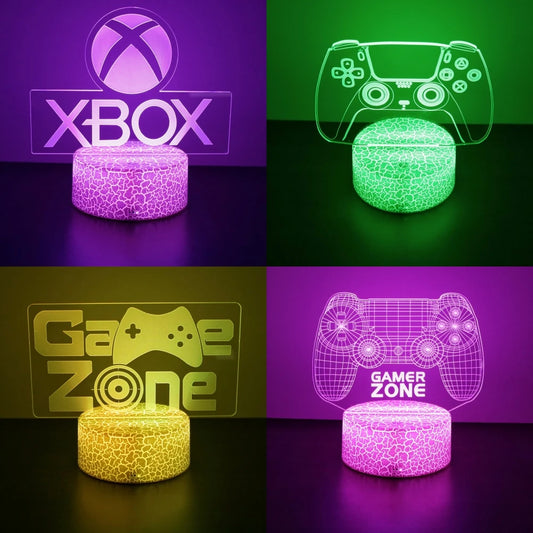 NextGlow Lâmpada Gamer 3D RGB – Iluminação LED para Setup Infantil ou Quarto Gaming