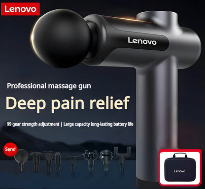 Lenovo PulseRecover Pistola de Massagem Muscular 8 Pontas – Ecrã LED e Alívio Profundo Pós-Treino