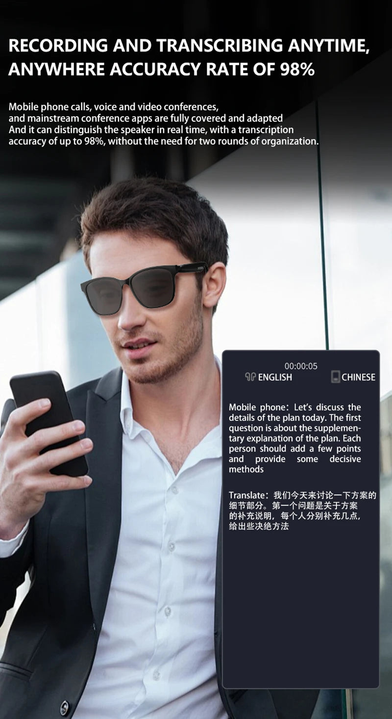 Óculos Xiaomi AI – Bluetooth com Tradução Simultânea Inteligente